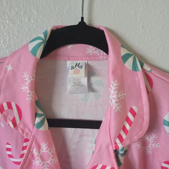 Festive Pink Candy Cane Women's Pajama Set - Picture 3 of 6